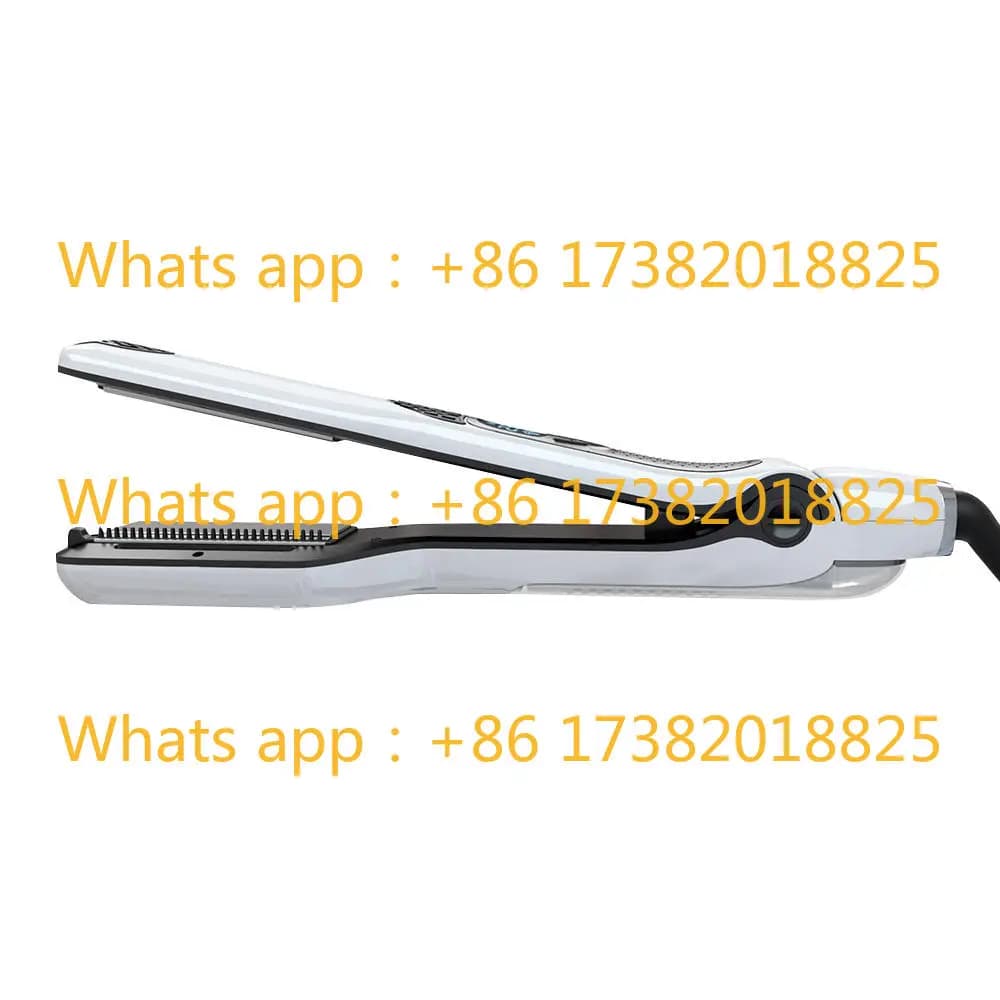 Piastra per capelli in ceramica nano titanio con pettine rimovibile LCD per ferro da stiro a vapore con blocco della temperatura