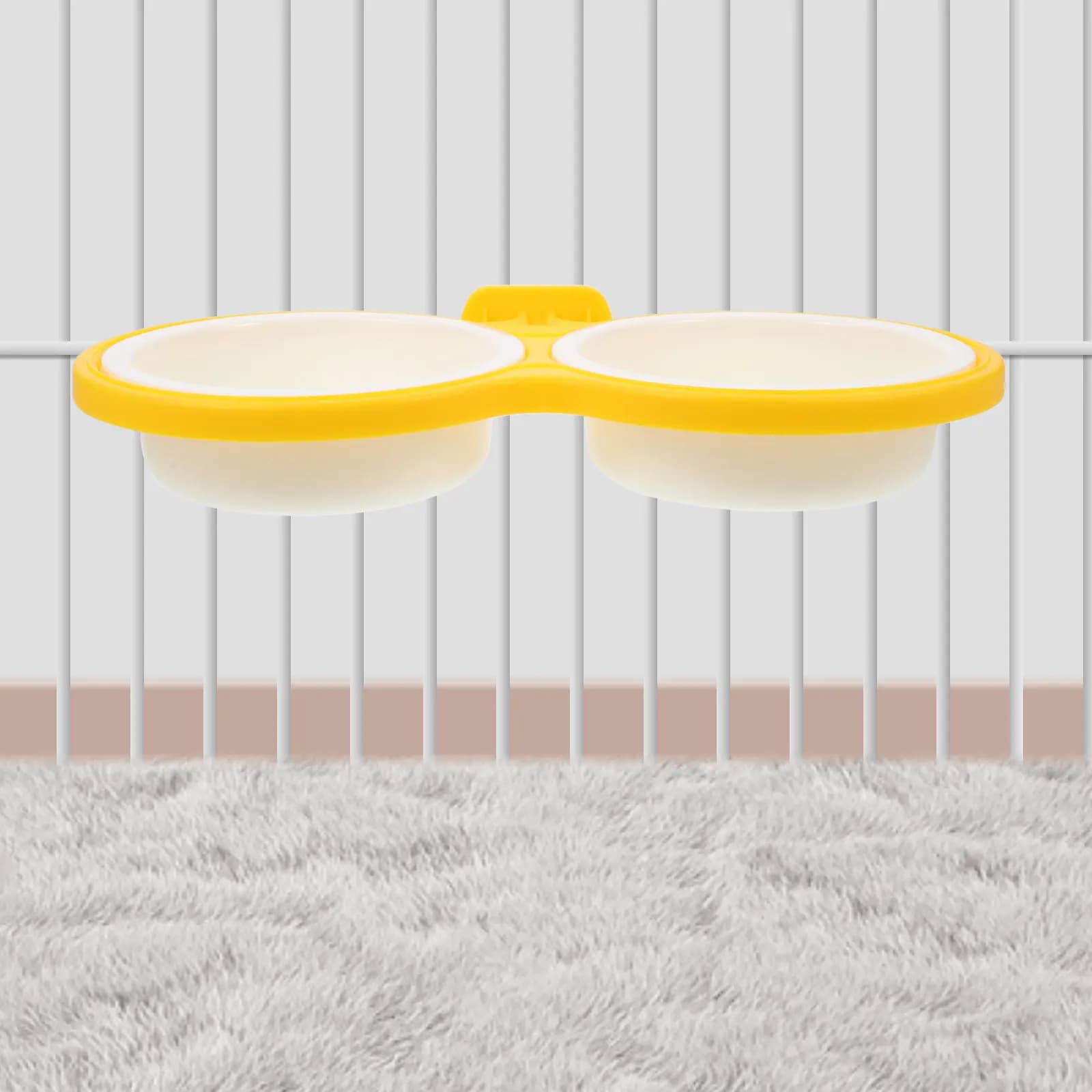 Ciotola Doppia Sospesa per Cani, Resistente all'Usura, Ciotola Staccabile per Cibo e Acqua per Gatti, Portatile, Accessori per Gabbie per Cuccioli, in Plastica
