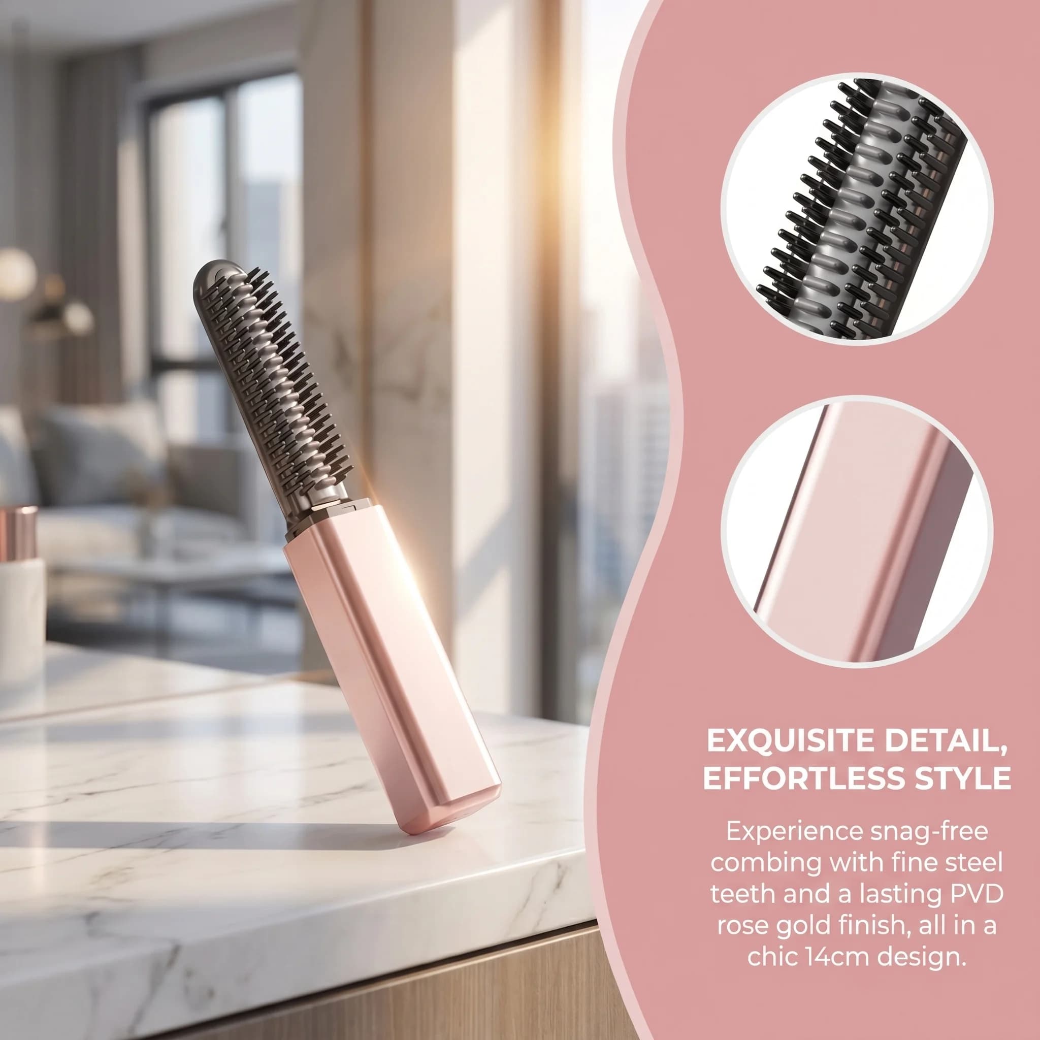 Mini Pettine Elettrico Portatile per Capelli con Ricarica Wireless, Ferro Arricciacapelli Portatile, Pettine Elettrico per Styling che Non Danneggia i Capelli