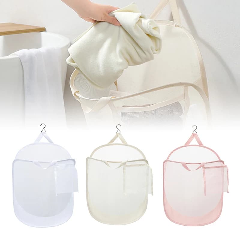 Storage bag in cloth mesh Foldable basket for disposing of dirty linen Washing frame for bathroom Secchio Organizers for laundry Storage case