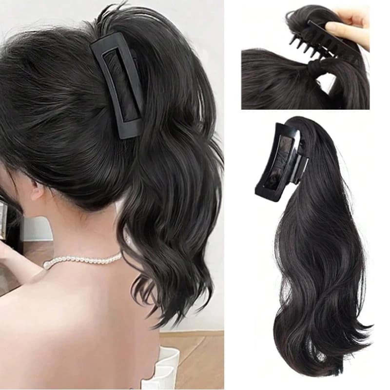 Clip for wig with horsetail wavy with synthetic horsetail in hair extension with horsetail for women