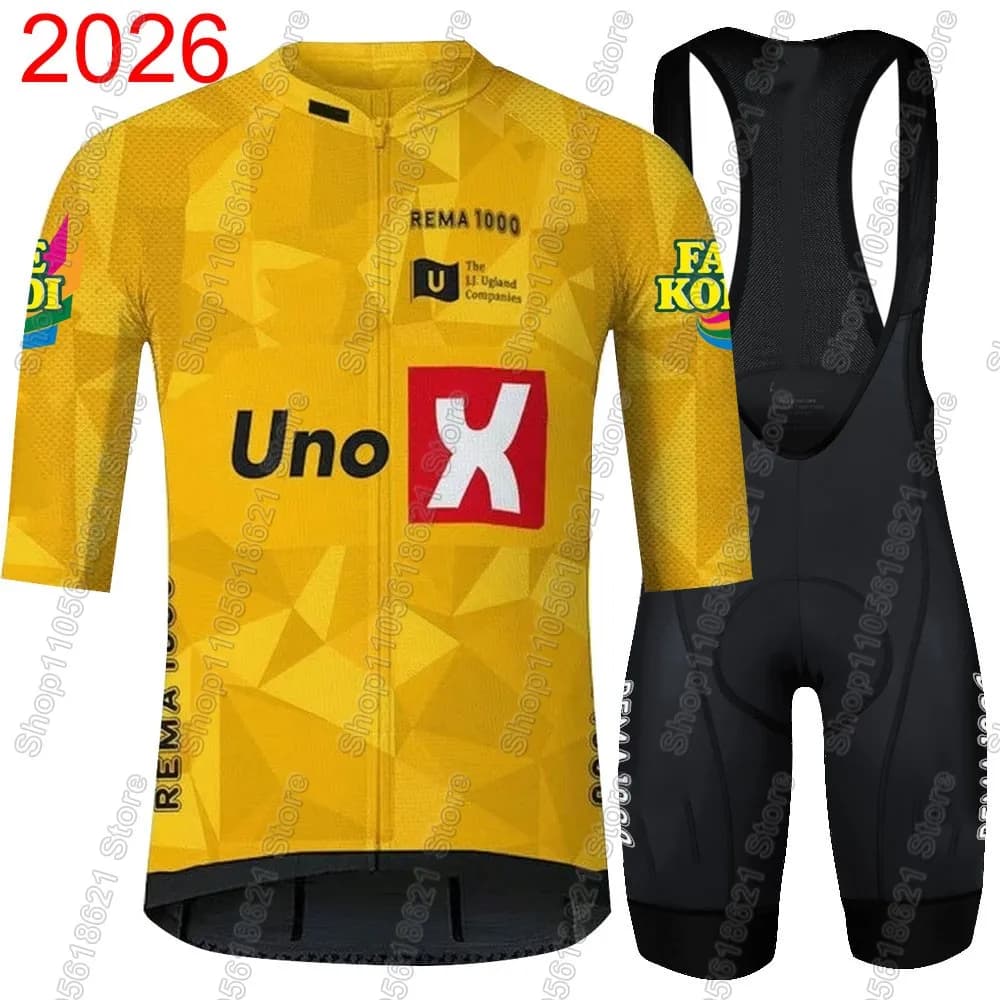 Uno X Spain Tour 2026 Team Cycling Jersey Set Summer Bicycle Clothing Road Bike Shirts Suit Bicycle Bib Shorts MTB Ropa Maillot