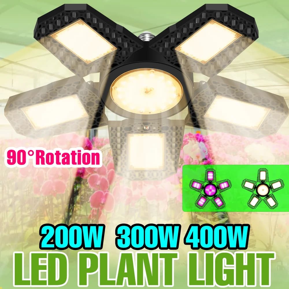 Lampadina LED per Coltivazione 400W E27/E26 a Spettro Completo, Luce per Piante 220V Deformabile per Semenzai, Vegetali e Fiori da Interno