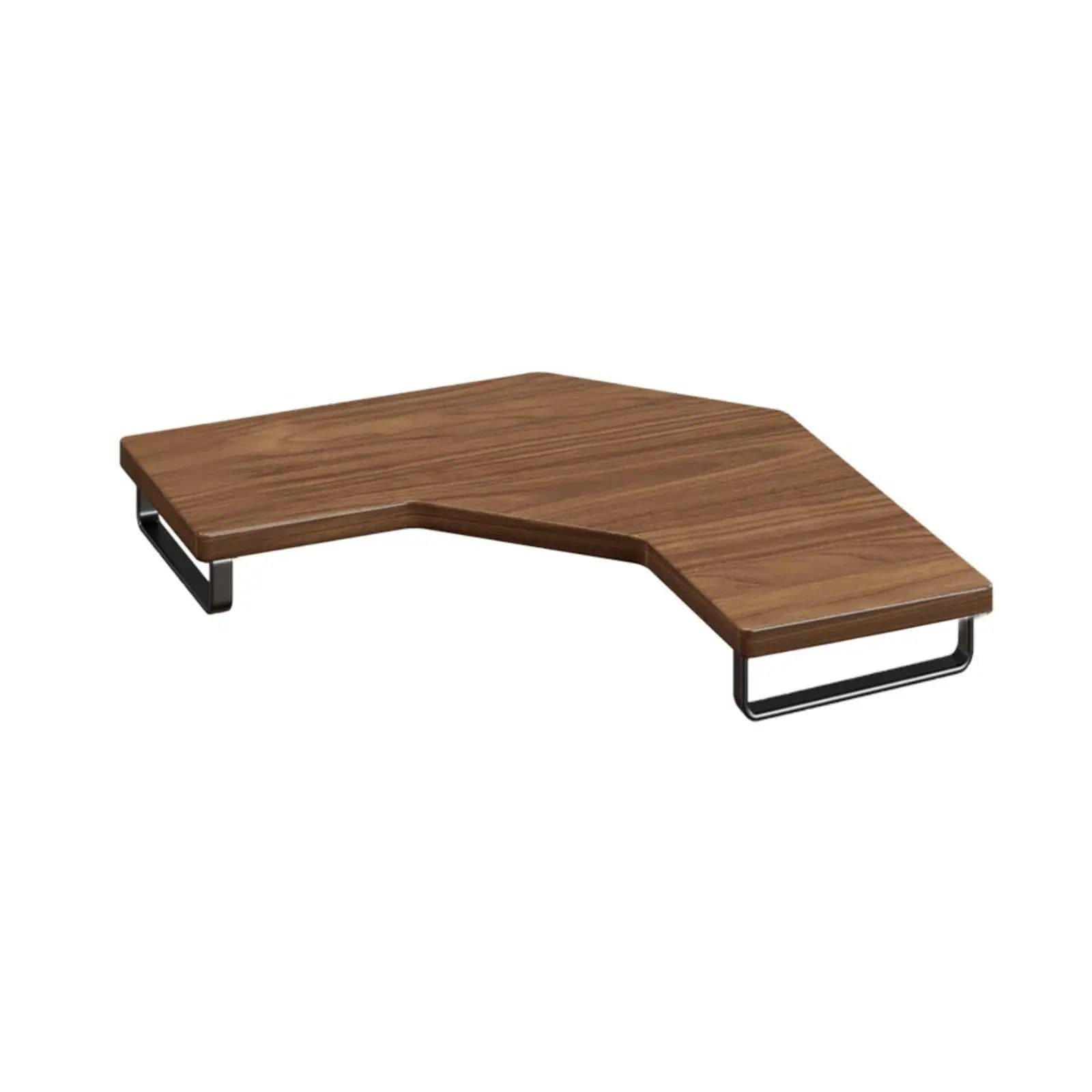 L Shaped Corner Desk Shelf Solid Wood Monitor Stand with Sturdy Iron Frame for Office Desktop Organization