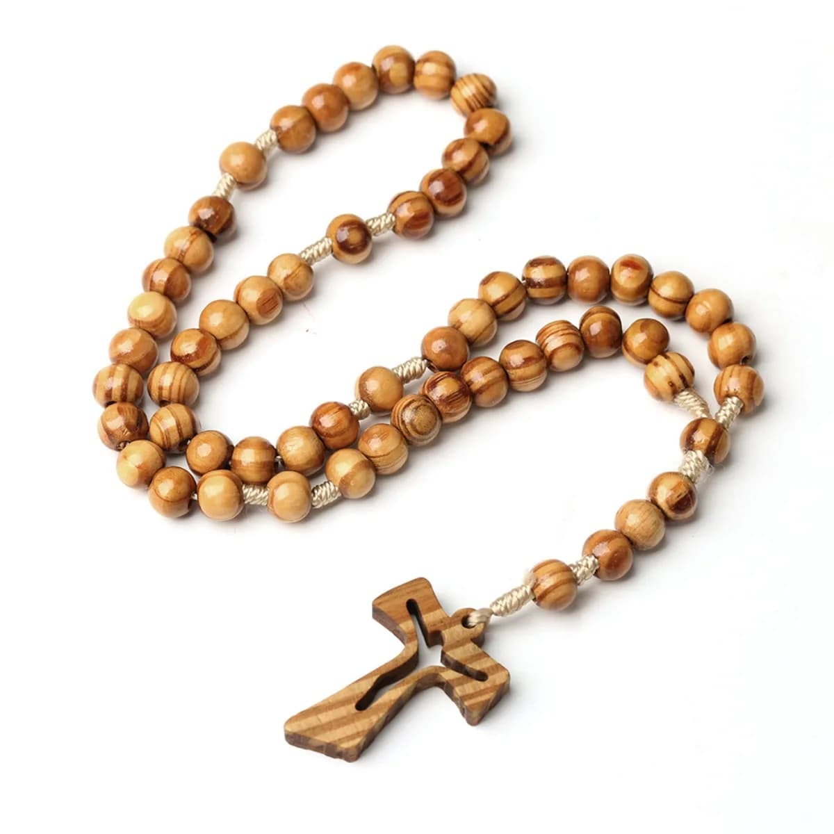 1pc Fashionable Retro Hollow Cross Round Bead Long Necklace, Fashionable Wear Matching Accessories