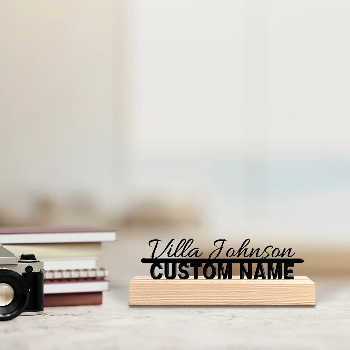 1pc Beauty Personalized Custom Villa johnson Metal art wooden base decoration Suitable for office and desktop decoration gifts