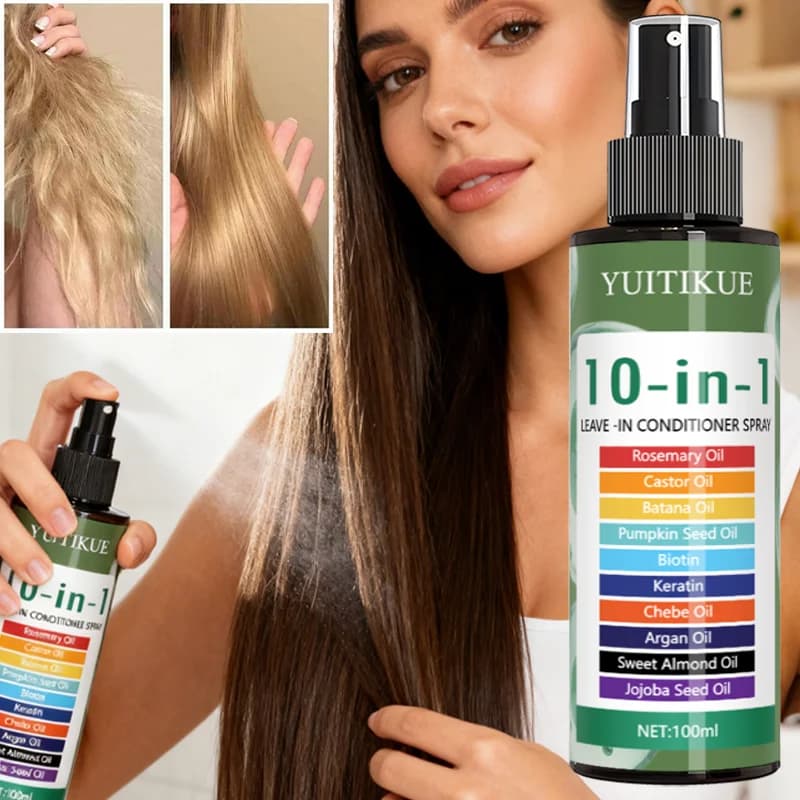 YUITIKUE Spray Balsamo Senza Risciacquo 10-in-1 | Rosmarino, biotina e cheratina, nutrono tutti i tipi di capelli 100ml