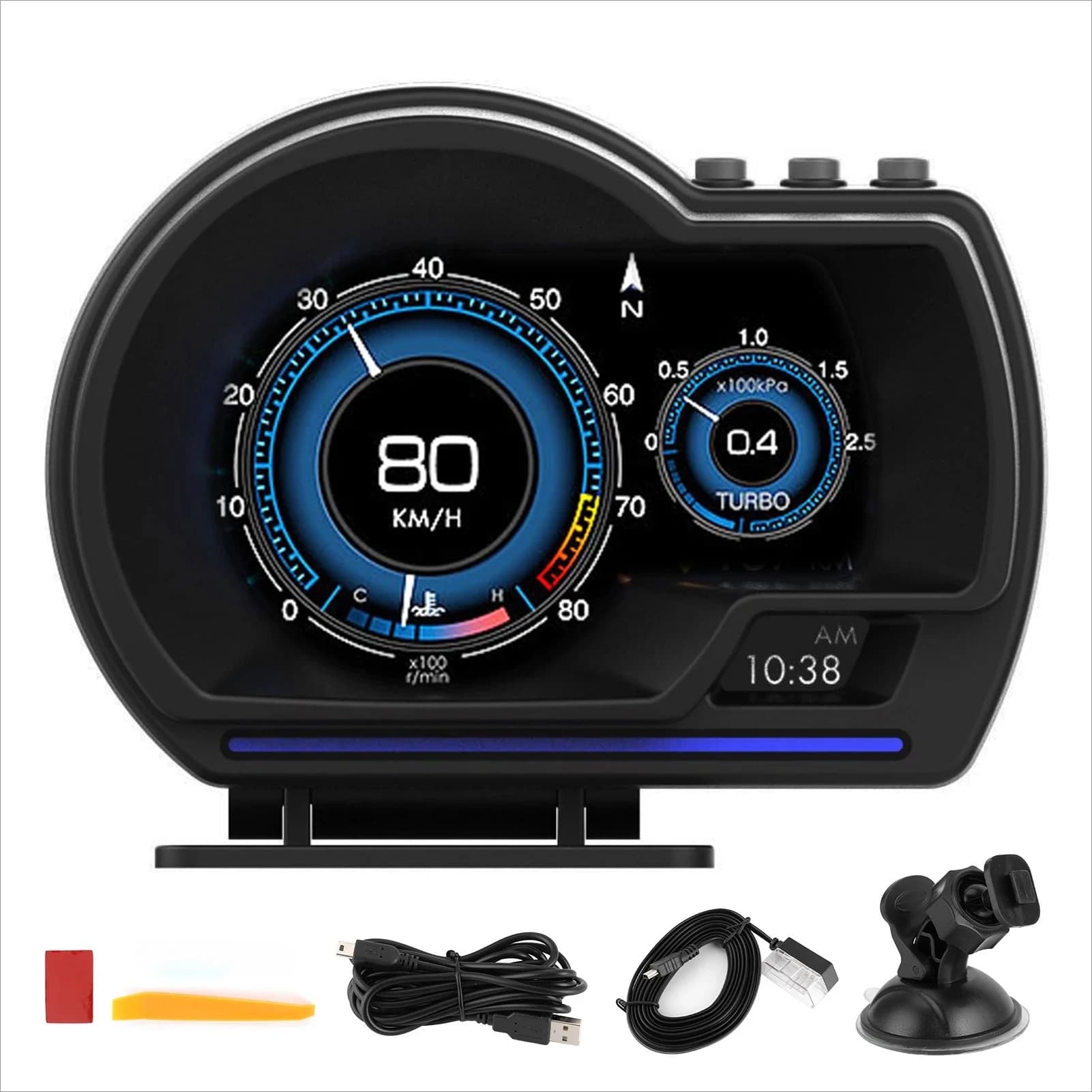 Head Up Display OBD2+GPS Smart Gauge Car HUD Tachimetro Turbo RPM Allarme per camion auto