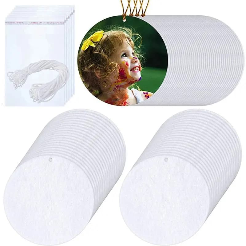 AB46-200 Pezzi di Feltro Pressato Rotondo per Sublimazione, Grezzi Profumati per Deodoranti Auto Fai da Te, per Termopressa