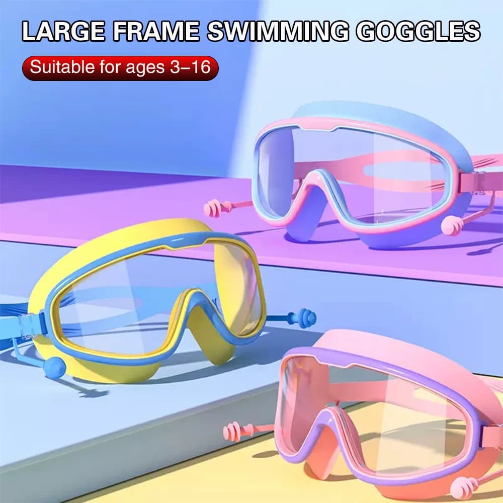 Big Frame Swimming Goggles, HD Clear Anti-Fog Waterproof Swim Glasses, Universal for Kids & Adults, Summer Essential for Pool Be