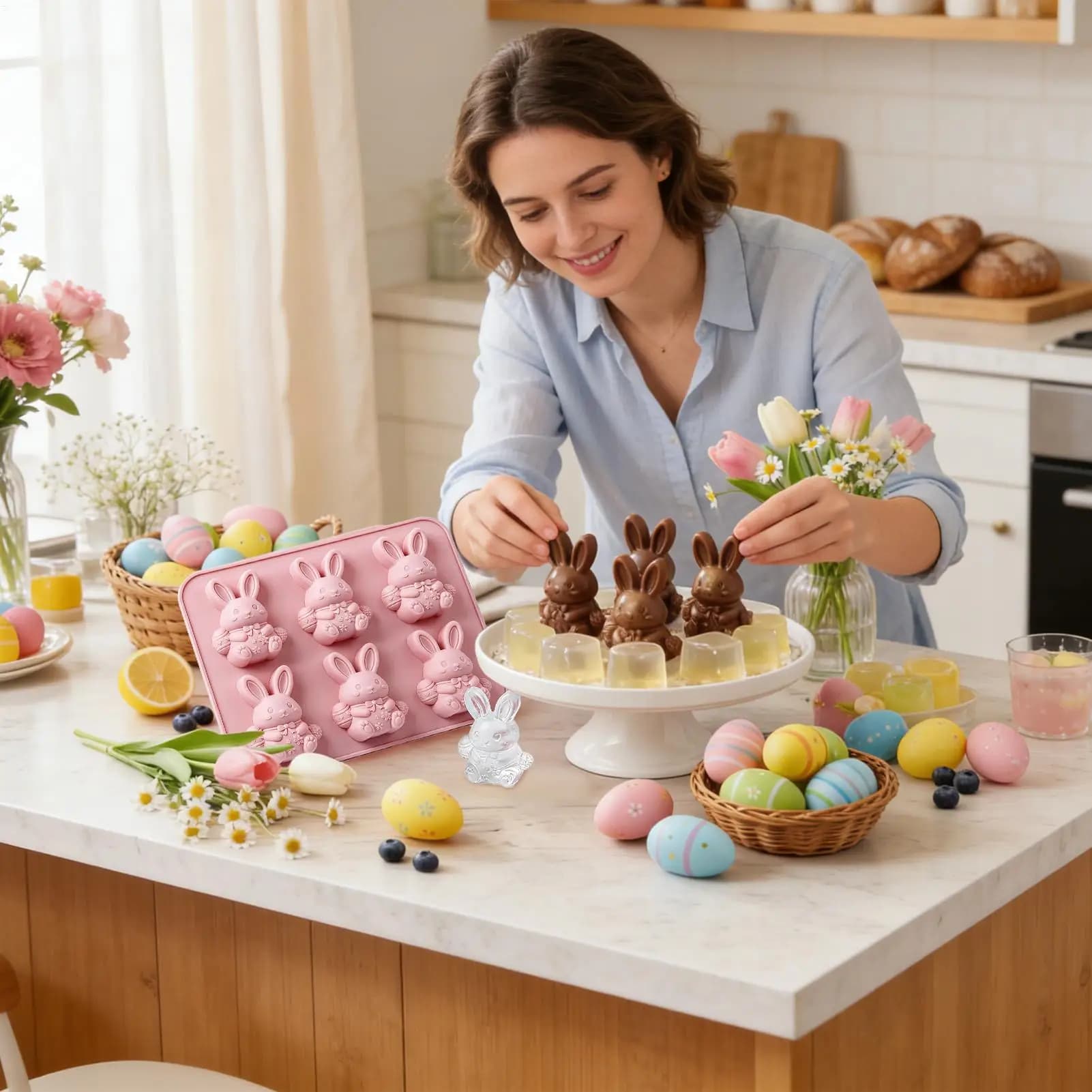 Stampi per Cioccolato Pasquale Antiaderenti, Facili da Sformare, per Resina, Ghiaccio, Sapone, Decorazioni per Torte, Cupcake, Fudge, Caramelle, Gelatine, Pasticcini
