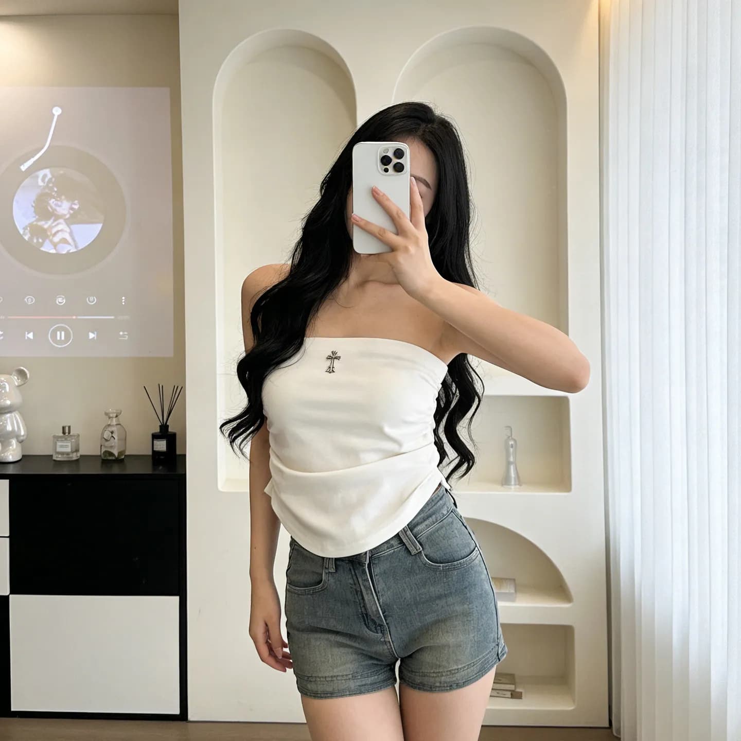 White Strapless Shoulder Bared Short Sleeve T Shirt Women's Summer New Style Pure Desire Spicy Girl Slimming Slim High End Fe...