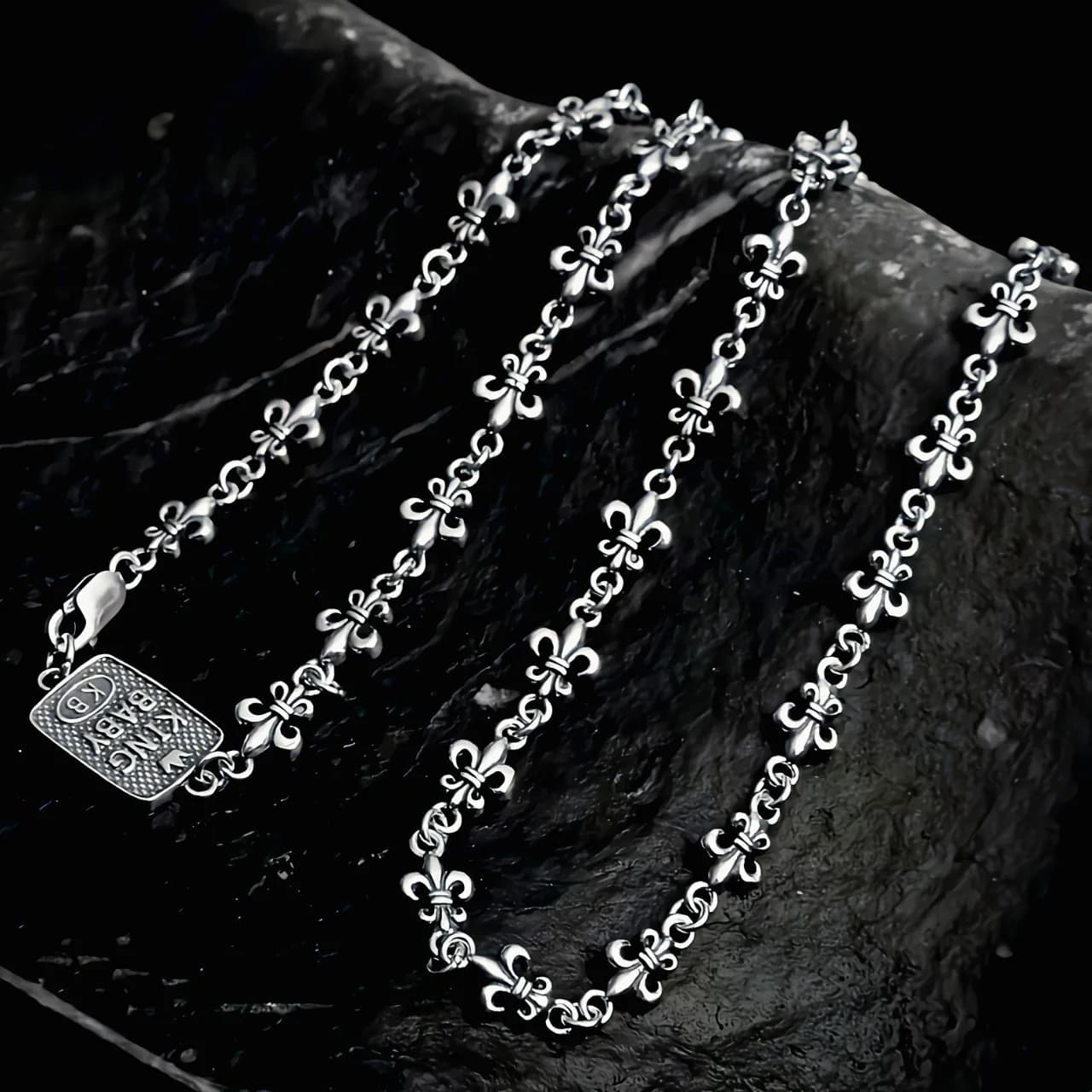 Japanese and Korean fashion S925 pure silver personalized men's and women's Baida necklace boat anchor chain hip-hop accessories