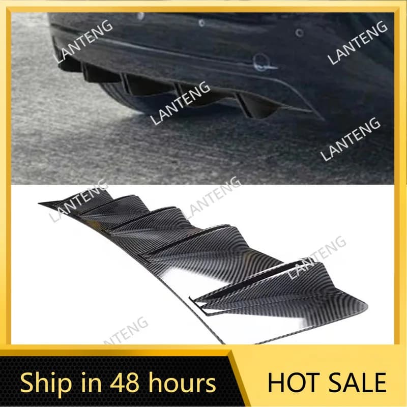 Car Rear Diffuser Shark 10 Fins Bumper Wing Splitter Chin Spoiler Lip For C-hevrolet Sonic 2012-2020 Body Protector Black