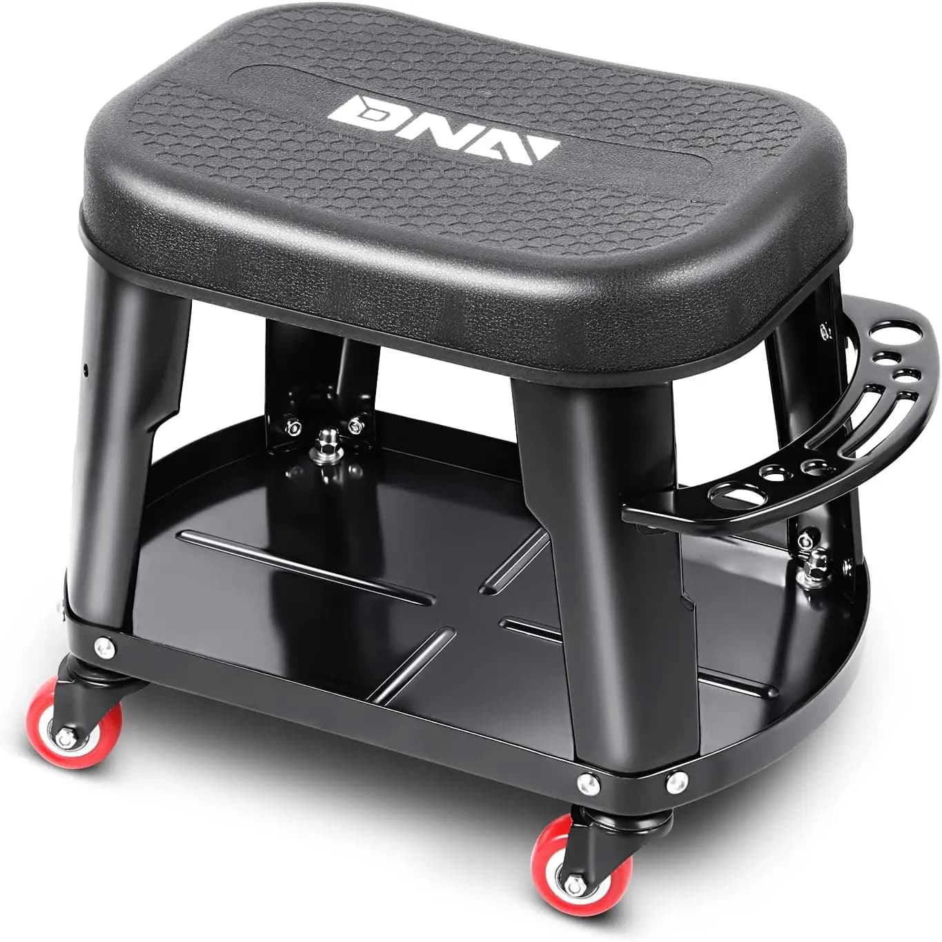 TOOLS-00252 Garage stool with removable wheels with seat cushion and tool tray plate, maximum weight capacity of 300 pounds