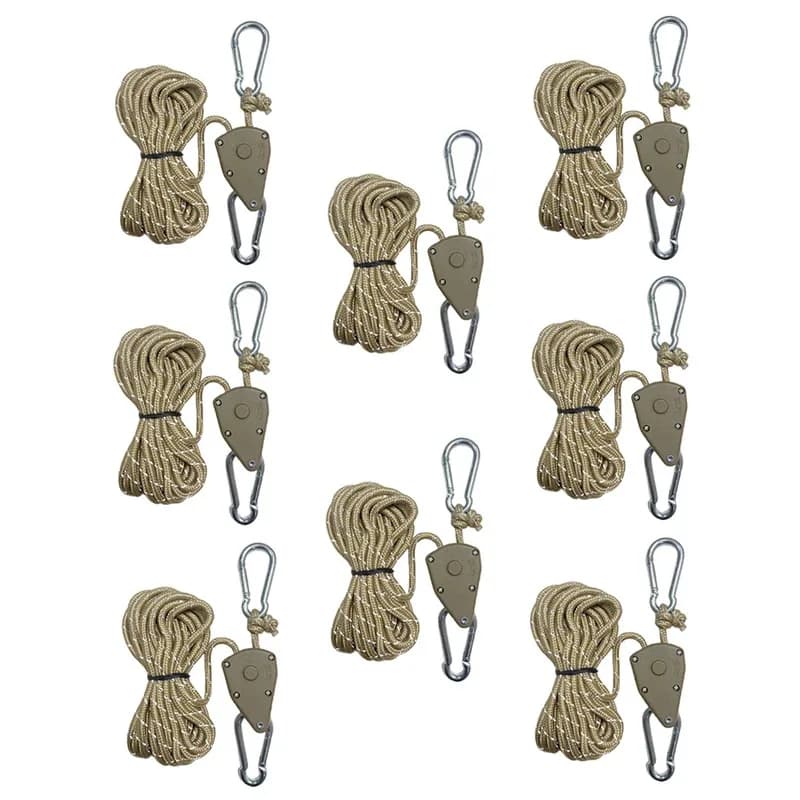 4/8 Pieces 4M Reflective Tent Camping Tent Fixing Fixing Buckle Pulley Tensioner Cricchetto Hook Tent Wind Corda Outdo