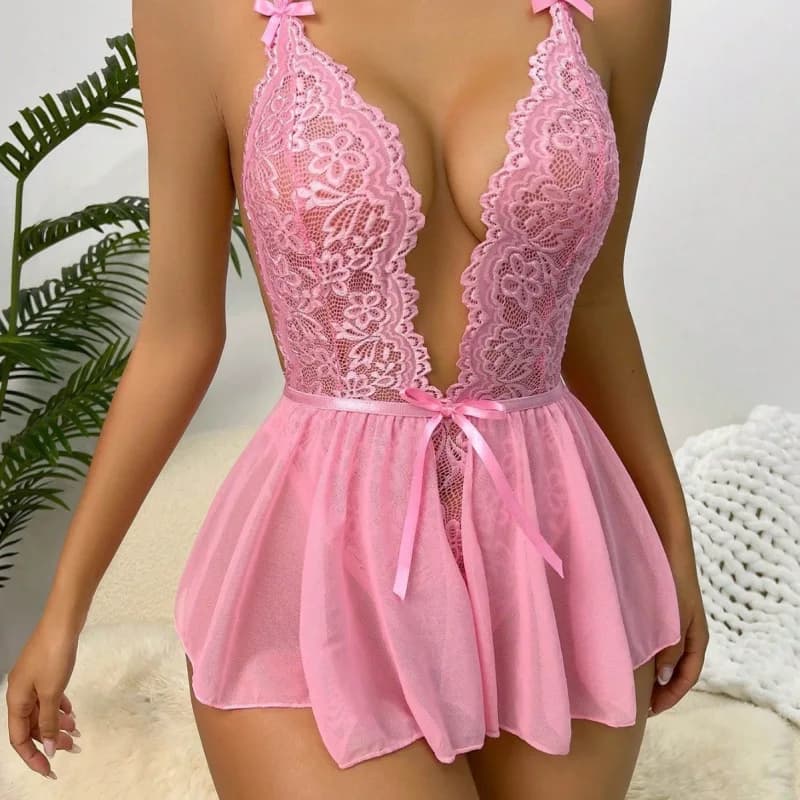 Nuova lingerie sexy Reggiseno e biancheria intima di pizzo senza cavallo Set Costumi di pizzo da donna Reggiseno aperto Intimo Abito sexy Tuta da donna