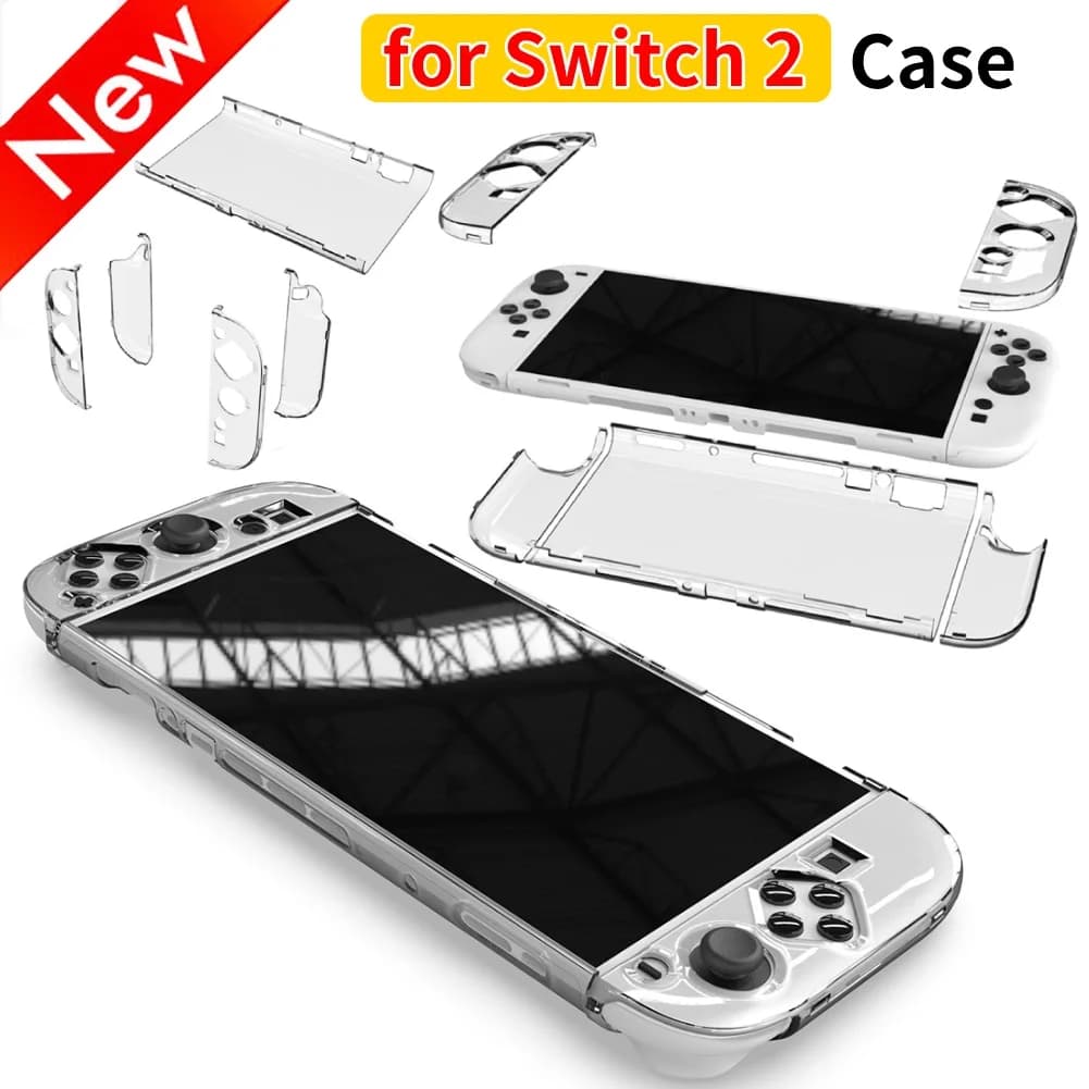 Custodia rigida trasparente per PC per Switch 2 Custodia protettiva antiurto con copertura trasparente divisa per console di gioco portatile Switch 2