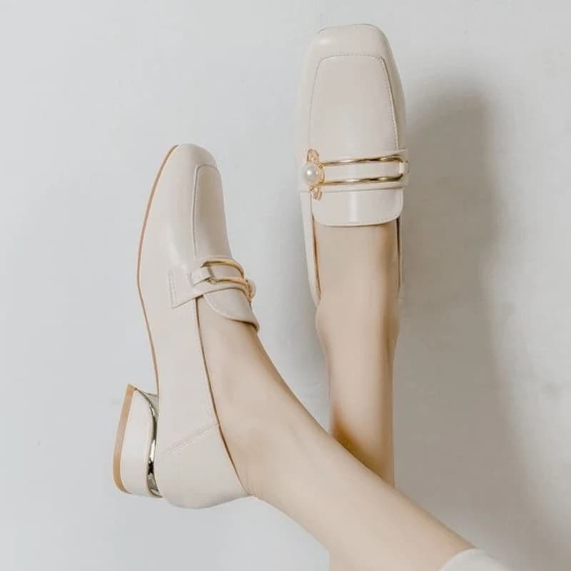 Mocassini da Donna in Vera Pelle Morbida Stile Britannico con Tacco Grosso, Scarpe Casual Slip-On, Nuovi Versatili Mocassini da Guida 2026