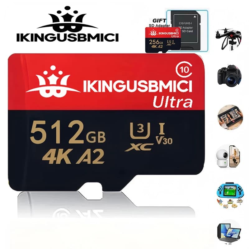 TF Cards Memory Card SD Cards Micro TF/SD Card 32GB 128GB 256GB High Speed Class 10 U1 Dustproof for Gaming Surveillance