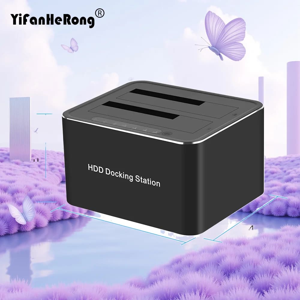 Docking station per disco rigido esterno USB 3.0 a SATA, supporto per sistemi Windows/MacOS/Android, luce RGB per HDD/SSD da 2,5/3,5 pollici