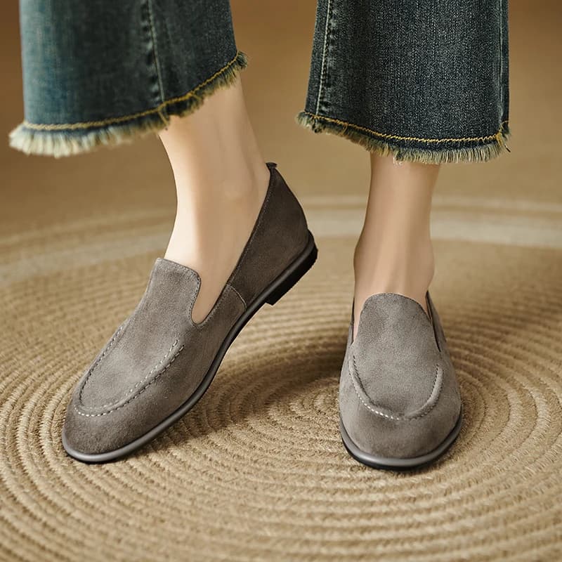 2026 moda nuovo capretto pelle scamosciata donna appartamenti scarpe in pelle donna pompe slip-on balletto primavera mocassini casual scarpe punta rotonda signore