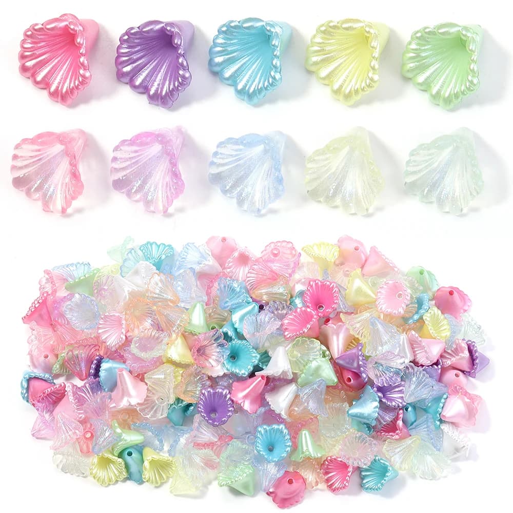 100 pz/lotto Fiori Perline Acriliche 13X10mm Fiore Colorato Perline Tappi Branello Allentato Del Distanziatore Per Gioielli FAI DA TE Che Fanno Orecchini collana