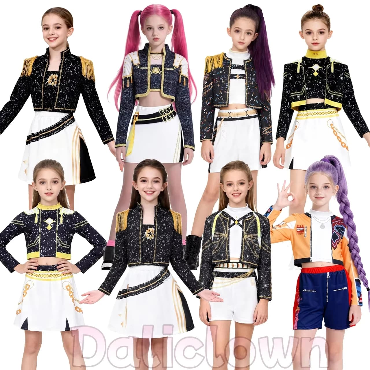 Kid Girl Cosplay Costume Golden Singer Idol Group Stage Show Performance Clothes Child Halloween Birthday Party Anime Costume
