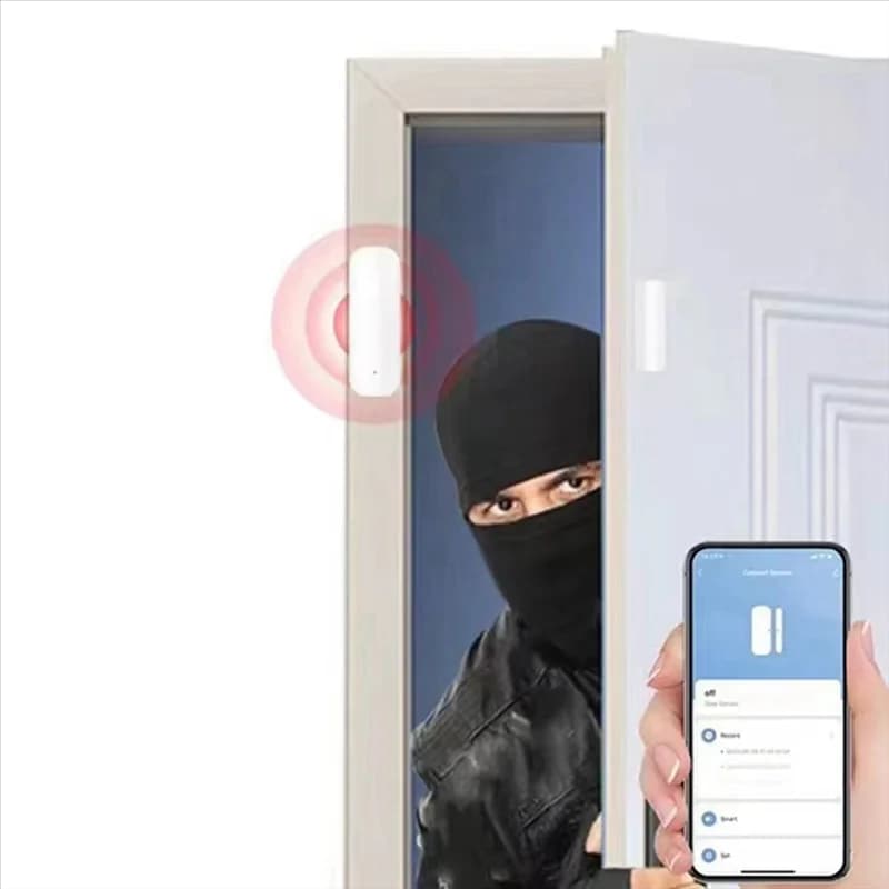 SQPP-Tuya Wifi Smart Door Window Sensor Rilevatore magnetico per porta interna domestica compatibile conalexa e Google Home Nero