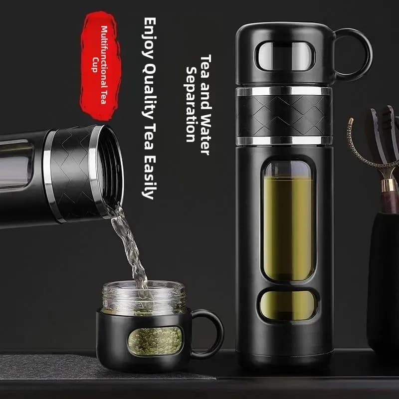 High-End Glass Tea Water Separation Cup for Men Large Capacity Car-Mounted Tea Leak Cup Japanese Style Dining Utensils