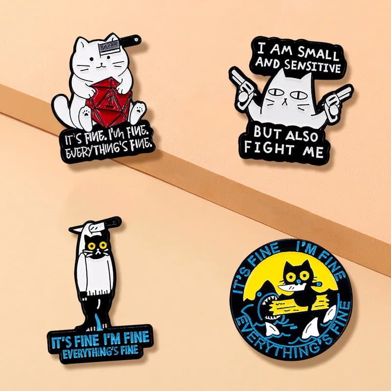 Nuove spille e distintivi a forma di gatto in stile cartone animato, divertenti, per abbigliamento fai da te, borse, scarpe, cappelli, sciarpe, magliette, jeans