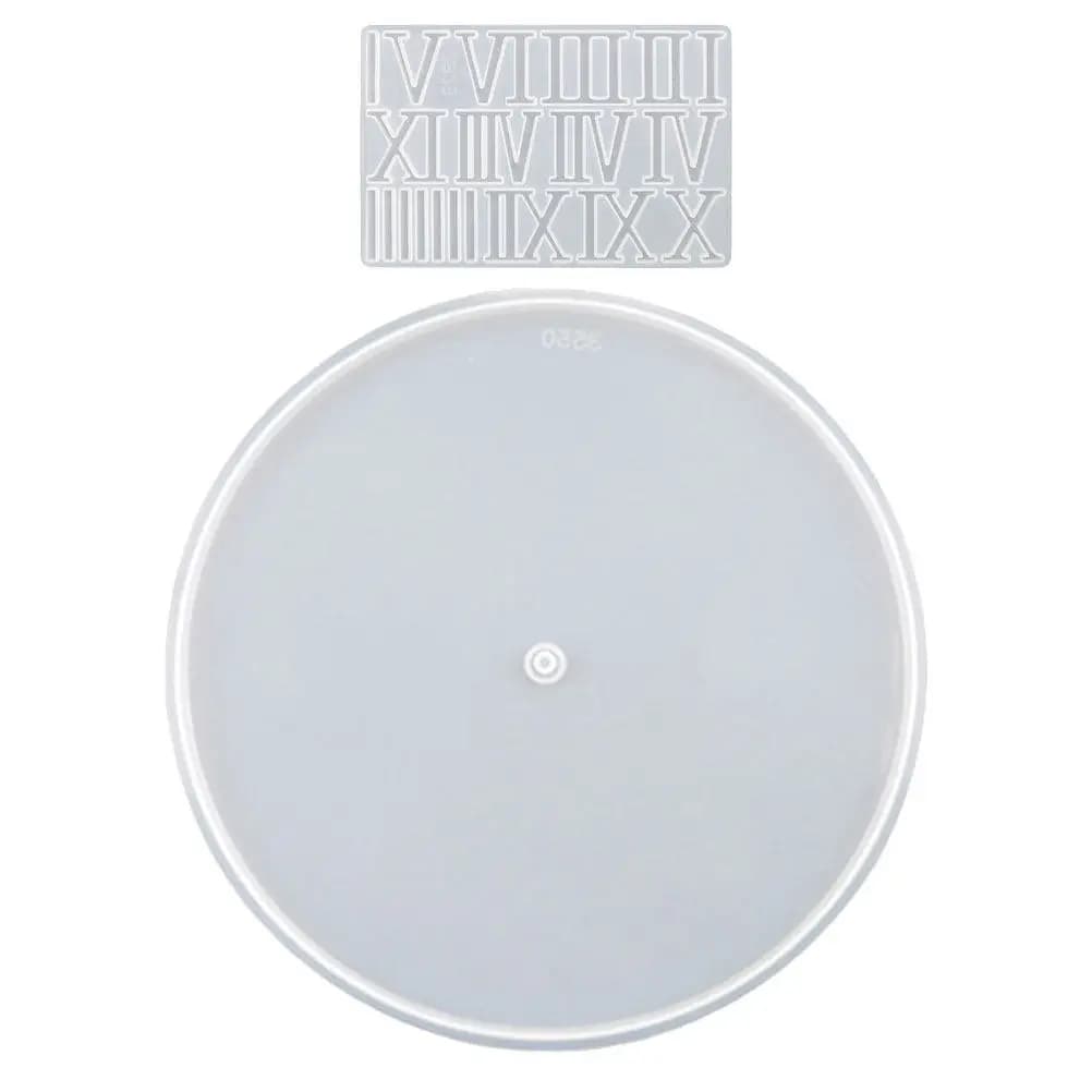 Set di Stampi in Silicone Rotondi per Quadranti di Orologi con Numeri Romani, Flessibili per Resina Epossidica, Forniture per Colata Fai-da-Te, Decorazioni Murali con Numeri
