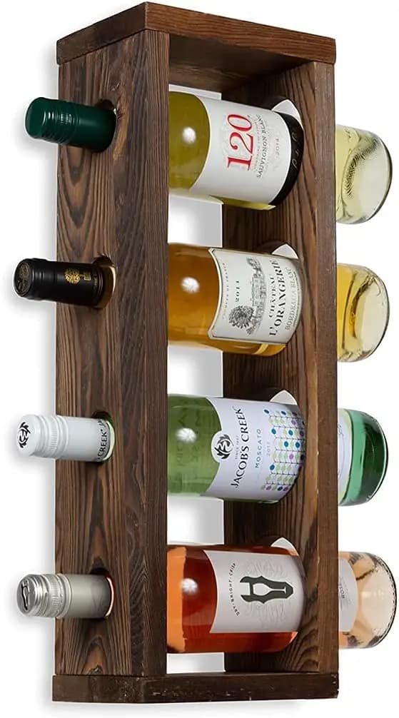 Portabottiglie da Parete in Legno Sonoma, Organizzatore Verticale per 4 Bottiglie - Casa, Cucina, Sala da Pranzo B