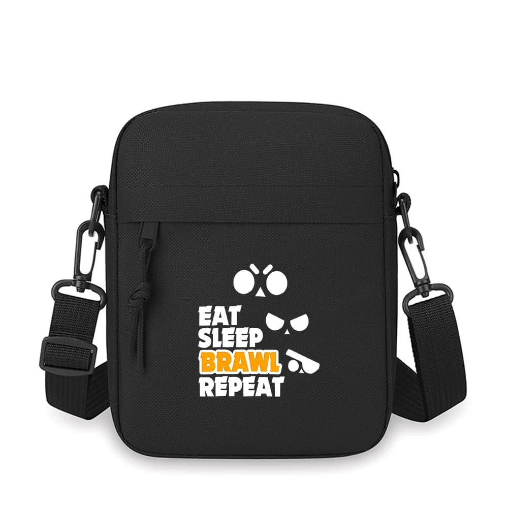 Eat Sleep Brawl Repeat Game Single Shoulder Men's Shoulder Bag Cartoon Anime Design Unisex Film Printing