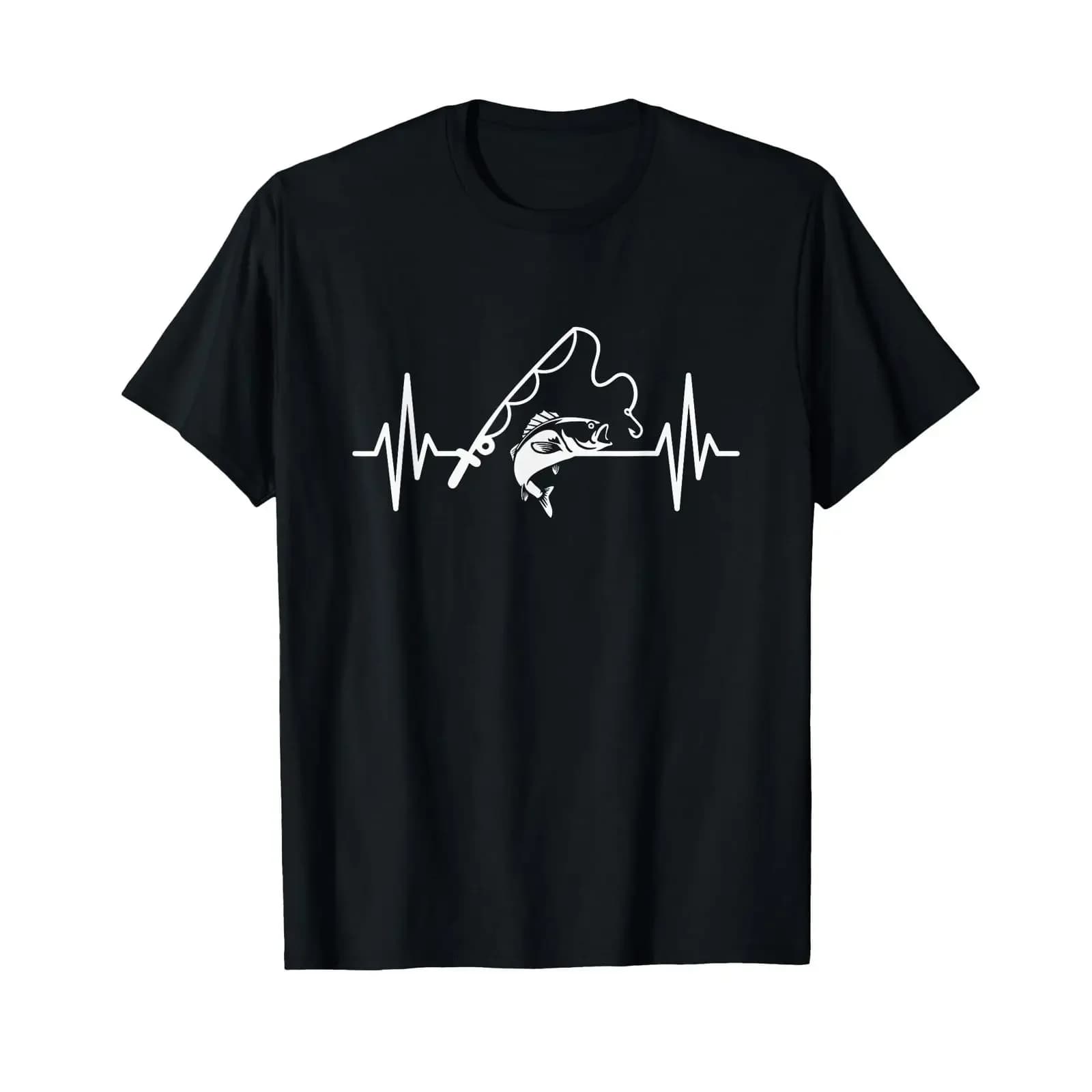 Angler Heartbeat Fishing Rod Fisherman T Shirt vintage Washed Versatile Stylish Top For Everyday Wear Breathable Unisex Casual