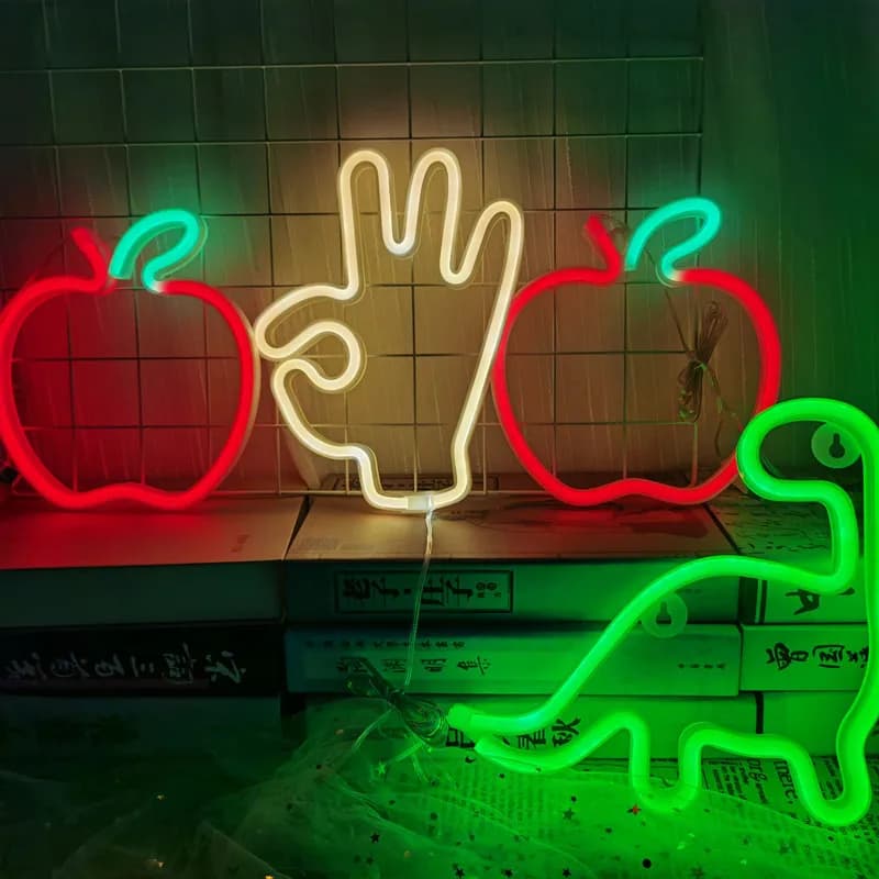 Luci al neon Apple Luce a LED alimentata tramite USB/batteria per la decorazione della stanza Regalo Luce notturna Festa Vacanze LED Decorazioni per interni N131