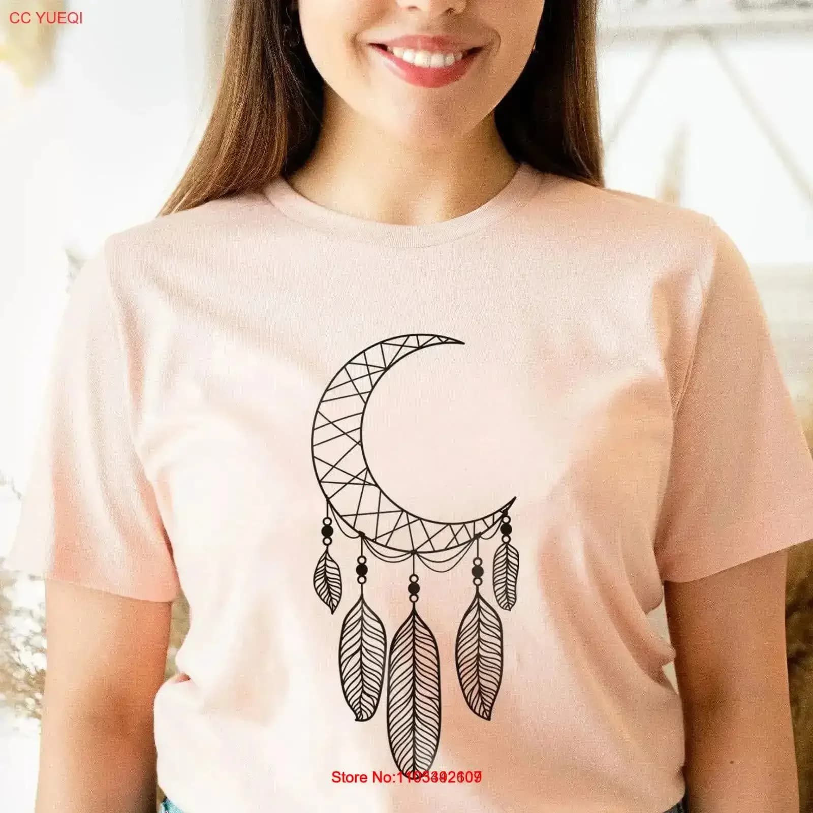 Crescent Moon Dreamcatcher T Shirt Celestial Boho vintage Washed Stretched designer clothes Casual fashion Comfortable vintage