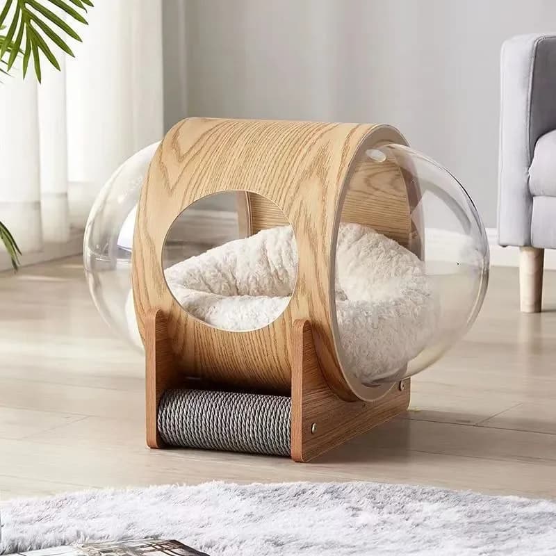 for Space Capsule Cat Litter Box Enclosed Winter Warm Solid Wood Cat House Universal All Seasons Pet Delivery Room