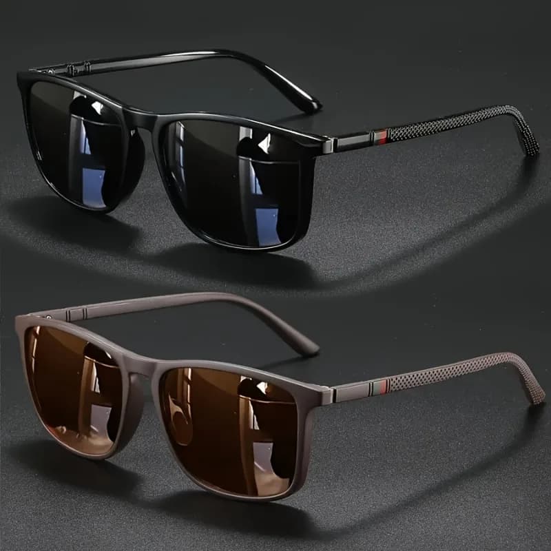 2-Piece Set of Trendy Retro Square-Framed Glasses with Futuristic Design Unisex Suitable for Driving