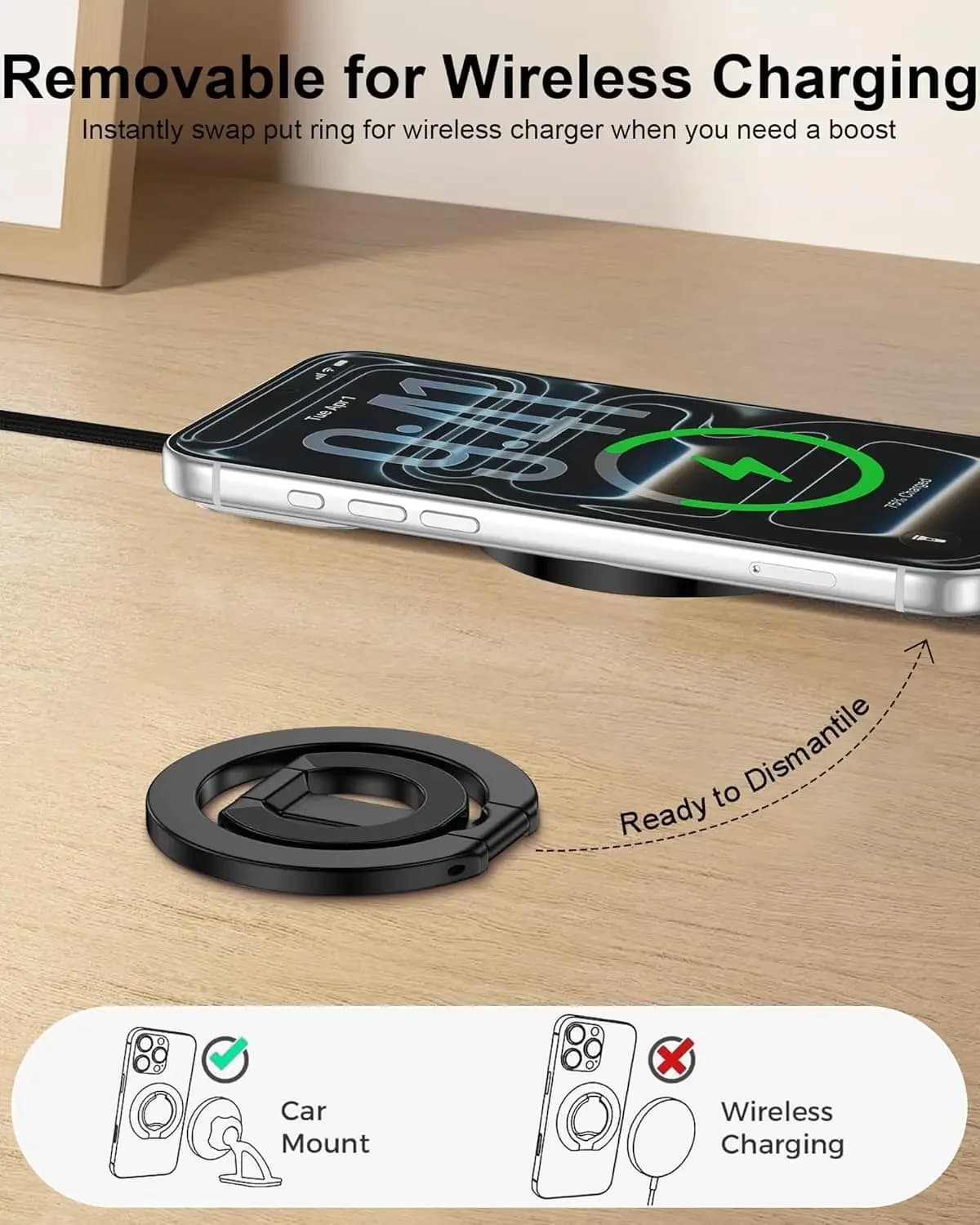 Support for phone handle with double-side magnetic ring Adjustable stand for MagSafe iPhone 17 16 15 14 13 car holders