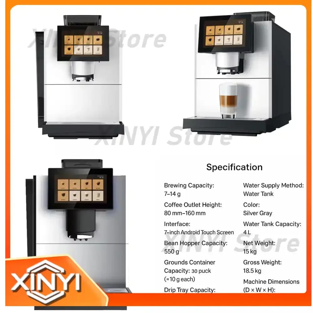 High-Capacity Automatic Coffee Machine for Businesses for Espresso Brewer Grinder All-in-One Commercial Coffee Maker for