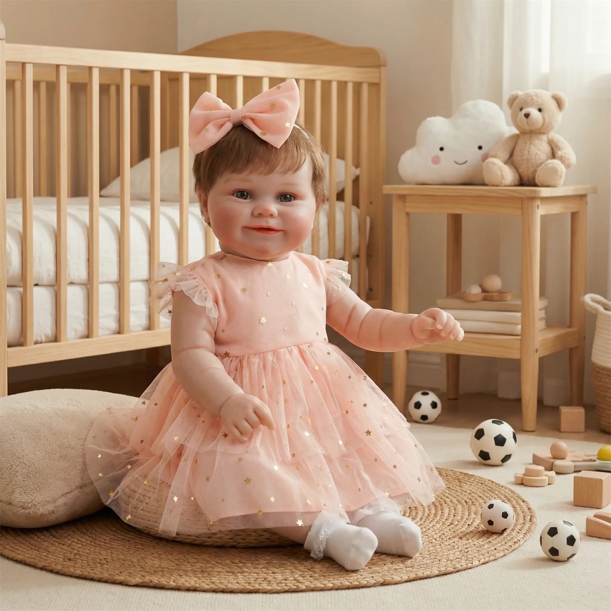 Adorabile bambola di peluche a forma di coniglietto con pelle dipinta in 3D realistica, vene visibili, corpo morbido, regalo perfetto per compleanno/Natale
