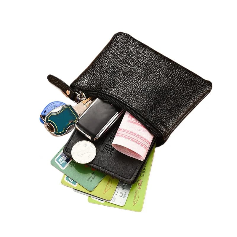 Mini portafoglio in pelle PU 1pc 12x10cm Portamonete con cerniera Porta carte sottile Blocco RFID Organizzatore di denaro