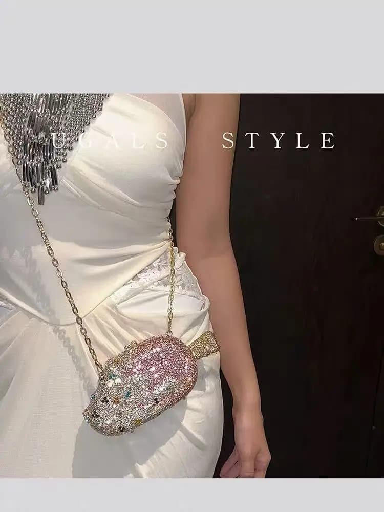 Ice Cream Shaped Clutch Purse Wedding Party Banquet Bag Glitter Rhinestones Diamond Evening Bag Women Crystal Cute Handbag