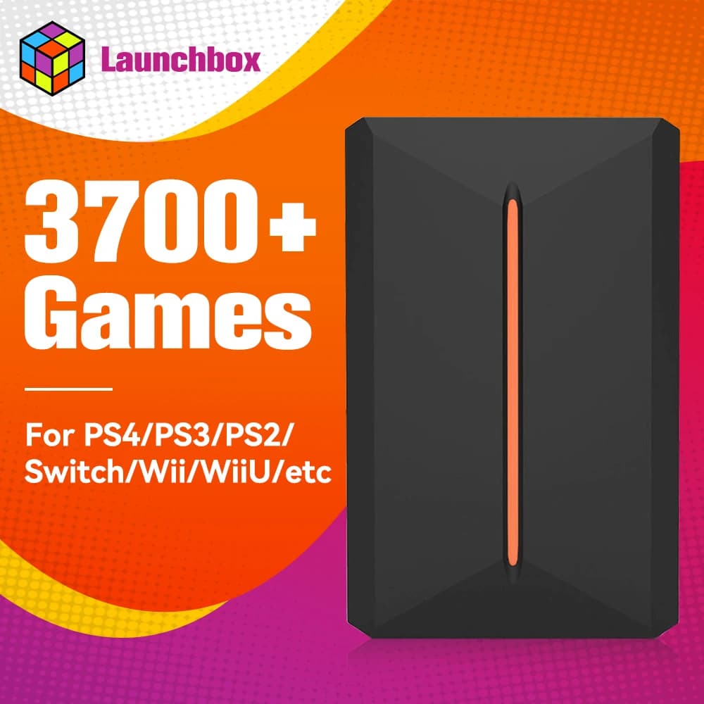 Launchbox Games HDD per PS4/PS3/PS2/PS1/Wii/Wiiu/Gamecube/N64 con 3700 + giochi disco rigido esterno con giochi 3D/AAA per PC WIN