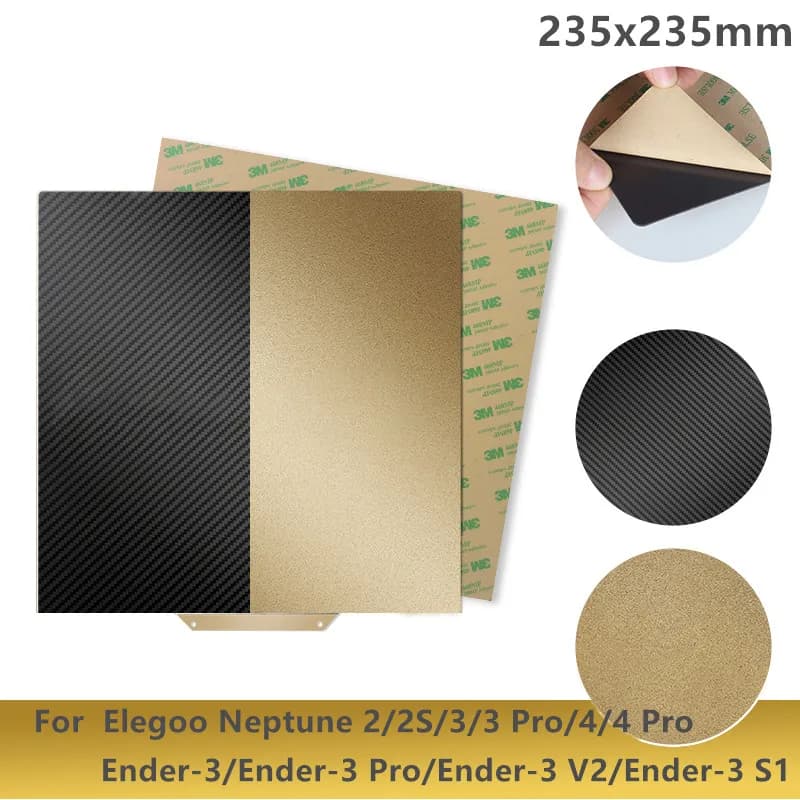 PEI ENERGY Sheet 235x235mm Smooth PEO/PET + Magnetic steel bed with PEI springs structured for Elegoo Neptune 2/2S/2D/X/3 Pro/4 Pro