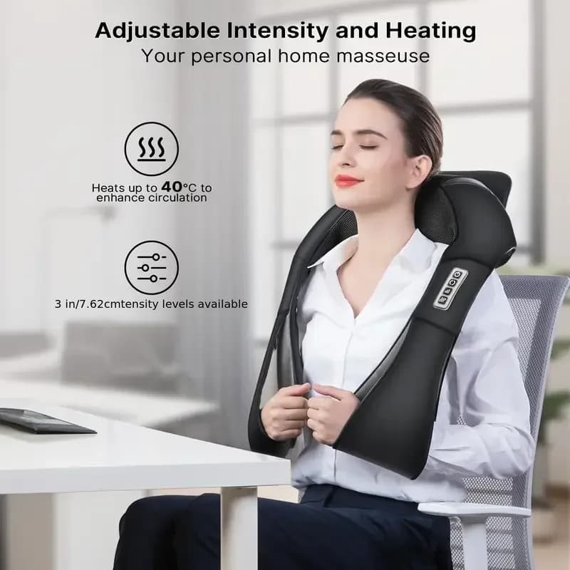 Shiatsu Neck and Shoulder Massager Heated Back Massager U Shape Deep Kneading Electric Massage Pillow For Neck Waist Leg Body