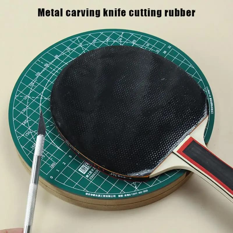 Nuovo Set di Tappetini Rotanti per Taglio Gomme da Ping Pong, Strumento Fai-da-Te con Coltello da Taglio, Accessori per Incollaggio Racchette