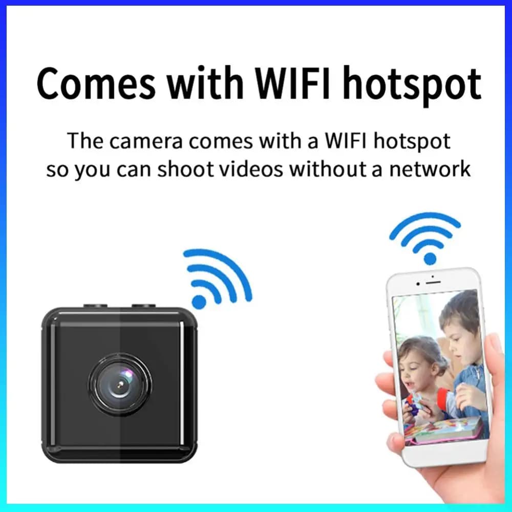 Telecamera di Rete Wireless con Visione Notturna, Rilevamento Movimento e Allarme, Registratore DV per Casa, Camera da Letto, Auto, Interni