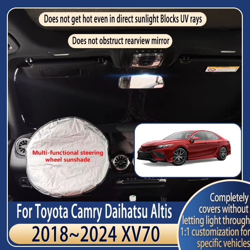 Parasole per Volante Auto per Toyota Camry XV70 2018~2024, Accessori Auto Estivi Rinfrescanti, Parasole Anteriore Isolante